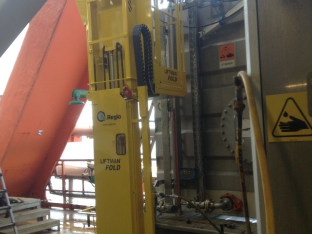 Liftman Fold pneumatic man lift for offshore work at height